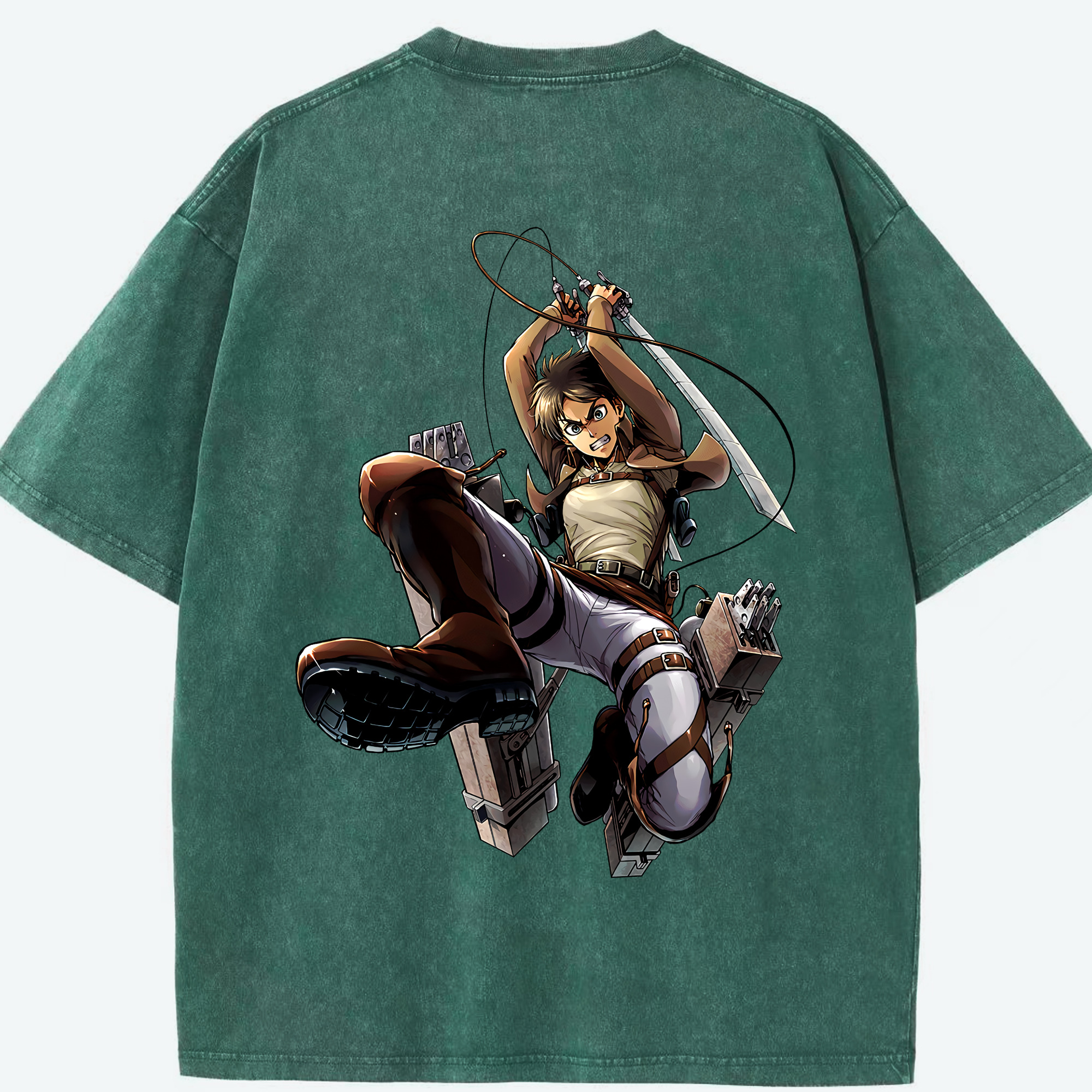 （画像用） 進撃の巨人 エレン･イェーガー Attack on Titan Eren Jäger 綿100% ヴィンテージ風 半袖Tシャツ（背面プリント）